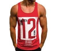 sutelang lurryly Twenty Five Twelve - Canottiera da uomo, con stampa di lettera casuale basica, maglietta regular Fit Fitness Muscle Bodybuilding Hauts, rosso, M