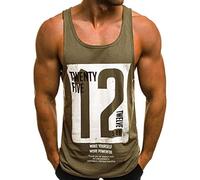 sutelang lurryly Twenty Five Twelve - Canottiera da uomo, con stampa di lettera casuale basica, maglietta regular Fit Fitness Muscle Bodybuilding Hauts, verde, M
