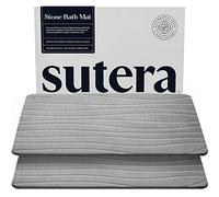 SUTERA - Tappetino da bagno in pietra, tappetino da doccia in terra di diatomee, antiscivolo, super assorbente, ad asciugatura rapida, naturale, facile da pulire (23,5 x 15 cm, grigio, 2 pezzi)