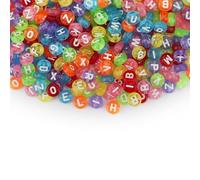 SUTOUG 1000 pezzi di perline colorate con lettere per infilare, perline acriliche rotonde con lettere dell'alfabeto 4 x 7 mm per gioielli fai da te, braccialetti, collane e ornamenti