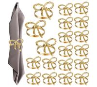 Sutowe 20 pezzi portatovaglioli con fiocco, portatovaglioli in metallo dorato a forma di farfalla, fermatovaglioli, decorazione da tavolo per cene, banchetti di nozze, feste di famiglia