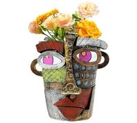 Sutowe Vaso da fiori con viso astratto, in resina, con testa astratta, colorato, per bellezza, artistica, portatile, con manico, per la decorazione della casa e piante (antico)