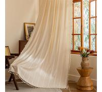 Sutuo Home Tende boho semi oscuranti, in lino stile rustico shabby chic, con nappa, decorazione Halloween, tasca asta, 1 pannello, 132 x 228,6 cm