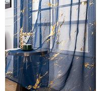 Sutuo Home Tende trasparenti effetto marmo, lunghe 244 cm, stampa in lamina d'oro metallizzata, trattamento per finestra, motivo astratto, set di 2 pannelli per camera da letto, cucina, soggiorno, 132