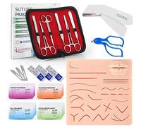 Suture Practice Training Kit per PA medico, studenti NP, residenti che praticano i clinici, con grande silicone Lip Suture Pad, strumenti, rimozione della pinza Video di formazione per l'istruzione