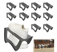Suusolny 10 supporti per scarpe a doppio strato, 25 x 14,5 x 14 cm, fessure per scarpe, salvaspazio, antiscivolo, per soggiorno, casa, grigio