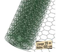 Suusolny 20 m di filo di coniglio verde di pollo, rivestito in PVC, rete metallica a maglia fine per recinzioni animali, manieri, orto, larghezza maglie 43 x 28 mm, altezza 100 cm