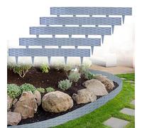Suusolny Bordo per prato in rattan sintetico, 5 m, decorazione per aiuole da giardino, colore grigio, 5 pezzi