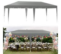 Suusolny Gazebo pieghevole in altezza, 3 x 6 m, impermeabile, per feste, da giardino, con borsa per il trasporto, stabile, adatto per uso esterno, senza pareti laterali, colore grigio