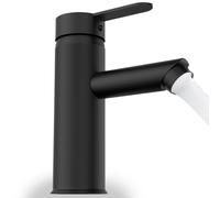 Suusolny Rubinetto da cucina ad alta pressione, rubinetto da cucina, in acciaio inox, effetto acciaio inox, per lavelli da cucina, attacco G3/8, colore nero, cilindrico, tipo C