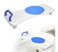 Suusolny Sedile per vasca da bagno per anziani, 70 x 31 cm, regolabile, 41 - 63 cm, per vasca da bagno, portasapone e manico ergonomico 150 kg, manico blu + piastra girevole
