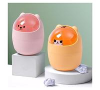 Suuwwn Mini Pattumiera da Tavolo Con Coperchio Basculante, 2pcs Cestino da Scrivania a Forma di Grazioso Procione Gatto Plastica Bagno Cosmetici Ufficio Desktop Cestino Spazzatura (B)