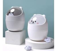 Suuwwn Mini Pattumiera da Tavolo Con Coperchio Basculante, 2pcs Cestino da Scrivania a Forma di Grazioso Procione Gatto Plastica Bagno Cosmetici Ufficio Desktop Cestino Spazzatura (A)