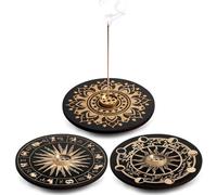 Suuwwn Porta Incenso,3 Pezzi Bruciatore Incenso in Legno,Porta Incenso per Bastoncini,Portaincenso,Brucia Incenso,Porta Incensi (Nero)