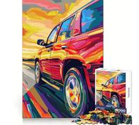 SUV rosso su strada, puzzle da 1000 pezzi per adolescenti, stimola la memoria, calma, evasione, schema di assemblaggio, calda sorpresa (38x52cm)