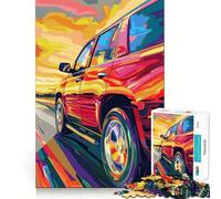 SUV rosso su strada, puzzle da 1000 pezzi per adolescenti, stimola la memoria, calma, evasione, schema di assemblaggio, calda sorpresa (38x52cm)