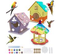 SUVEK 3 Maison D'oiseau en Bois, Bricolage Activite Manuelle Enfant, Kit de Loisir Creatif Peindre Artisanat, Paques Cadeaux Jouets pour Garçons Filles de 5 6 7 8 9 10 11 12 ans