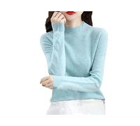 Suvoiier Maglione Basic da Donna in Maglia di Lana con Collo A Lupetto E Maniche Lunghe Light Blue M