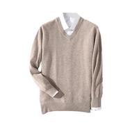 Suvoiier Maglione da Uomo in Cashmere Pullover da Uomo Caldo Maglioni Classici con Scollo A V Maglione da Uomo in Jersey da Uomo khaki9 L