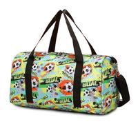 Suweir Borsa sportiva per bambini, borsa da viaggio per bambini, con scomparto bagnato, borsa da nuoto Weekender Duffle Bag borsa da calcio per viaggi, fitness, sport, scuola, Verde Calcio, Borsa da