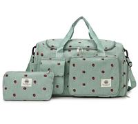 Suweir Borsa sportiva per bambini, borsa da viaggio per bambini, con scomparto bagnato, borsa da nuoto Weekender Duffle Bag borsa da calcio per viaggi, fitness, sport, scuola, Fragola verde, Borsa