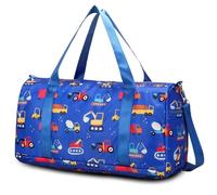 Suweir Borsa sportiva per bambini, borsa da viaggio per bambini, con scomparto bagnato, borsa da nuoto Weekender Duffle Bag borsa da calcio per viaggi, fitness, sport, scuola, Escavatore blu, Borsa da