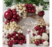 SUWEN Palloncini Borgogna Kit Ghirlanda Arco 153Pezzi con Palloni Carta Metallizzata Scuro Borgogna Sabbia Bianco Oro per Buon Compleanno Natale Matrimonio San Valentino Baby Shower Decorazioni Feste
