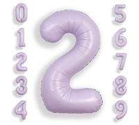 SUWEN Palloncini grandi da 101 cm, colore viola chiaro, 2 palloncini grandi in lamina di elio e lavanda, in Mylar da 0 a 9, giganti, decorazioni per feste di compleanno e anniversari