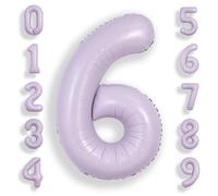 SUWEN Palloncini grandi da 101 cm, colore viola chiaro, 6 palloncini grandi in lamina di elio e lavanda, in Mylar da 0 a 9, giganti, decorazioni per festa di compleanno e anniversario