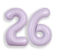SUWEN Palloncini grandi da 101 cm viola chiaro con numero 26 grandi palloncini in lamina di elio lavanda numero palloncini enormi Mylar 0-9 giganti Jumbo Happy 26th Birthday Party Anniversary