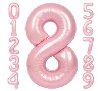 SUWEN Palloncini numerici 8 Rosa Gigante 40 Pollici 101cm Palloncino Numeri Rosa Pastello Adatto ad Elio per Decorazione Compleanno 8 Anni Battesimo Comunione Matrimonio Laurea
