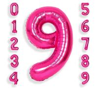 SUWEN Palloncini numerici 9 Fucsia Gigante 40 Pollici 101cm Palloncino Numeri Rosa Adatto ad Elio per Decorazione Compleanno 9 Anni Matrimonio Laurea Cerimonia Festa