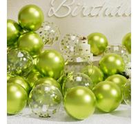 SUWEN Palloncini Verde Mela Metallizzato e Palloncini a Coriandoli Verde Mela 47 Pezzi 25cm 10 Pollici Metallici Adatti ad Elio per Decorazioni Feste Battesimi Compleanni