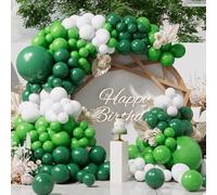 SUWEN Palloncini Verdi Kit Arco 153Pezzi Ghirlanda Diverse Misure di 18 10 5 Pollici Palloni Latex Verde Lime Verde Scuro e Bianco per Decorazioni Baby Shower Compleanno Feste Giungla Natale