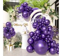 SUWEN Palloncini viola metallizzati cromati e palloncini viola Orbz 69 pezzi in lattice lucido con elio e palloncini in foil kit per compleanni, lauree, matrimoni, feste di anniversario