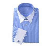 Suwequest Camicia classica da uomo a maniche lunghe in cotone professionale abito francese polsino camicia per gli uomini, 007, XL