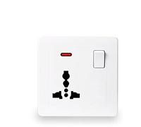 Suwequest Presa universale a 3 fori, con indicatore di controllo interruttore, standard UK Golden 13A da parete, pannello bianco, 110-250 V