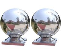 SUWOOPH Cappucci for Pali di Recinzione, 2 Pezzi, terminali for recinzioni da Giardino in Acciaio Inossidabile, Design a Sfera Cava con Base Quadrata for Pali di Legno(38X38mm)