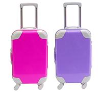 Suxdlan Mini valigia da 2 pezzi bagaglio apribile realistico con ruota a tirante stile bambola 2