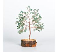 suxuMhao 1 pezzo di pietra naturale verde, albero della vita, foglie di pietra schiacciate, base in legno massello, decorazione creativa per la casa e l'ufficio
