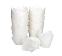 suxuMhao 200 pirottini per cupcake a forma di tulipano, in carta oleata, standard per muffin, perfetti per addio al nubilato, baby shower, feste di compleanno, banchetti ed eventi di catering (bianco)