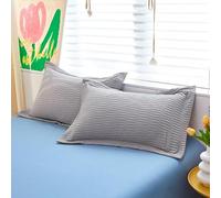 suxuMhao 4 federe in cotone lavato Seersucker con bordo largo Inizia la tua notte da sogno con questa comoda federa traspirante 48 x 74 cm (grigio chiaro