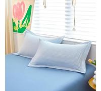 suxuMhao 4 federe in cotone lavato Seersucker con bordo largo Inizia la tua notte da sogno con questa comoda federa traspirante 48 x 74 cm (azzurro