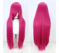 SUXUMHAO Anime Fashion - Parrucca lunga da donna, lunghezza 99 pollici, perfetta per personaggi anime cosplay e stile quotidiano, rosa rossa