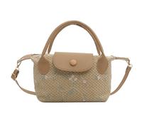 SUXUMHAO Borsa a tracolla da donna in tessuto, borsa tote e borsa per cosmetici, borsa a tracolla in tessuto chic da spiaggia estiva 20,5 x 10 x 13,5 cm, cachi A
