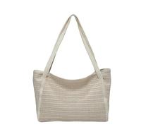 SUXUMHAO Borsa a tracolla da donna in tessuto intrecciato, borsa tote e borsa per cosmetici, borsa a tracolla per l'estate e la spiaggia, 33,5 x 11 x 26,5 cm, colore bianco
