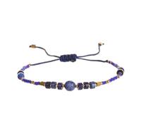 SUXUMHAO Braccialetti fatti a mano in stile bohémien da donna, con perline di pietra di semi, braccialetto regolabile in corda per l'estate e la spiaggia, idea regalo, blu scuro