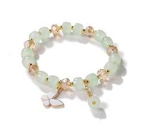 SUXUMHAO Braccialetto con farfalla imitazione giada popcorn farfalla cristallo braccialetto da donna stile cinese braccialetto regalo per moglie, nonna, madre, figlia, verde chiaro