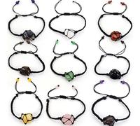 SUXUMHAO Braccialetto di perline fatto a mano, adatto per uomini e donne, corda nera intrecciata a mano, braccialetto in maglia di pietra naturale, braccialetto regolabile (marrone)