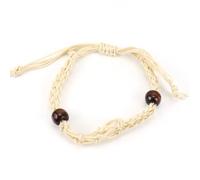 SUXUMHAO Braccialetto di perline fatto a mano, adatto sia per uomini che per donne, braccialetto in rete intrecciata a mano con bracciale regolabile ed elastico in pietra naturale (colore kaki chiaro)